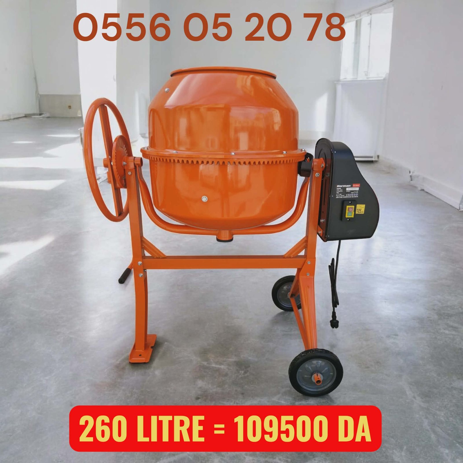 Bétonnière électrique avec 2 roulettes - 180 L – Image 4