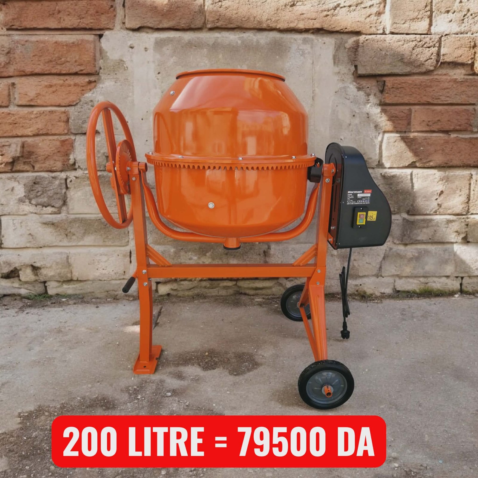 Bétonnière électrique avec 2 roulettes - 180 L – Image 3