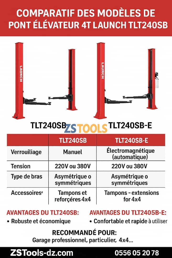 PONT ELEVATEUR 4000KG 2 COLONNES ELECTRO-HYDRAULIQUE TLT240SB LAUNCH – Image 4