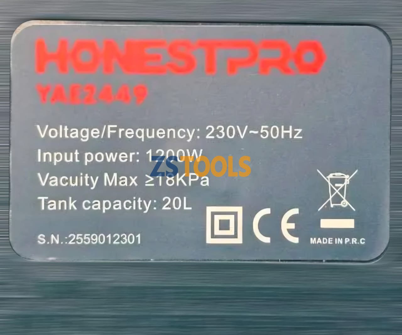 Aspirateur sec et humide 20L 1200W HONESTPRO YAE2449 – Image 6