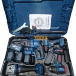 Coffret 4 outils électroportatifs sans fil avec perforateur perceuse meuleuse et boulonneuse